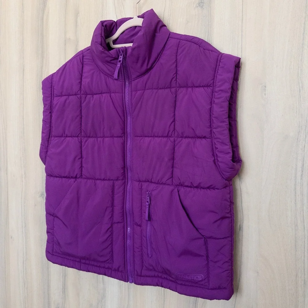 Fabletics Womens Puffer Vest Size S Purple Oversized Quilted Athletic Sporty‎